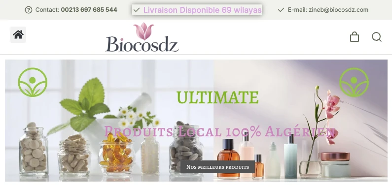 Capture du site Biocosdz et de sa gamme ULTIMATE