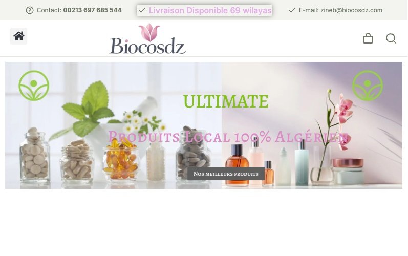 Capture de la page d’accueil de Biocosdz